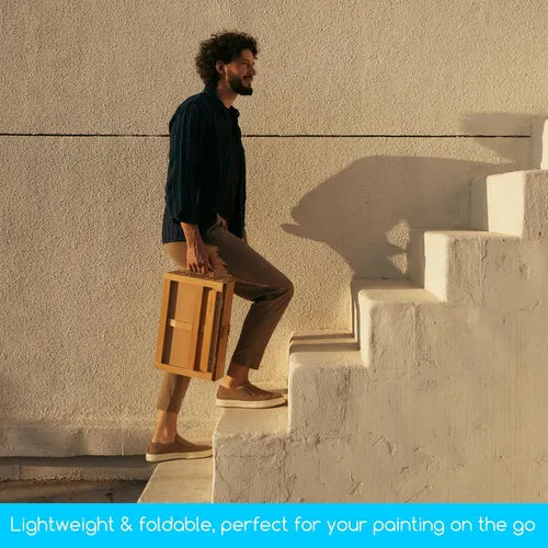 Miniatura 6 de MEEDEN Caballete de mesa ajustable grande para artista con caja de bocetos - Caballete de almacenamiento multifunción de madera de haya maciza con 3