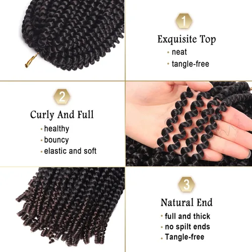 Miniatura 4 de Beyond Beauty Cabello de Ganchillo Spring Twist 90 hebras 8 Pulgadas Esponjoso Spring Twists Trenzado, Trenzas de Ganchillo Spring Twist Bomb Twist