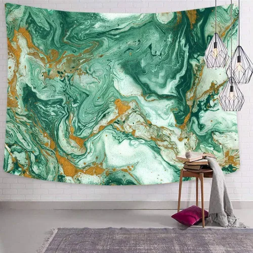 Miniatura 3 de Suklly Tapiz para colgar en la pared de poliéster abstracto dorado verde oscuro decoración del hogar sala de estar dormitorio dormitorio 60 x 80