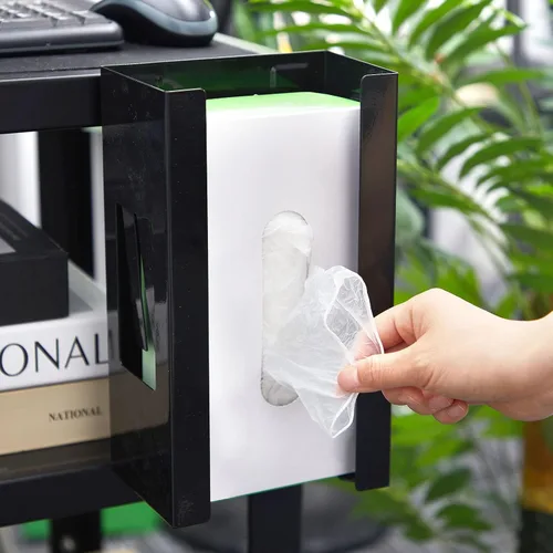 Miniatura 7 de Lounsweer 2 soportes magnéticos dispensadores de guantes de montaje en pared, cajas de guantes de calidad comercial, toallitas, papel para caja