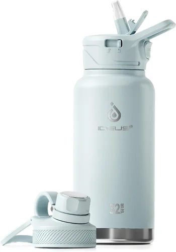 Miniatura 35 de IDEUS Botella de agua aislada de 12 onzas, botella de agua aislada de acero inoxidable para la escuela, botellas aisladas con pajitas a prueba