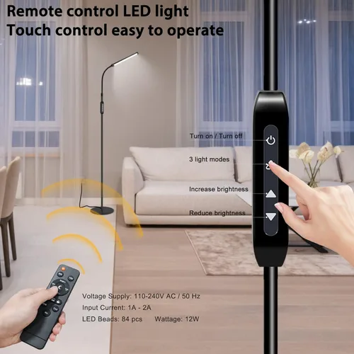 Miniatura 4 de EBEST Lámpara de pie LED para extensiones de pestañas, lámparas de pie para oficina, lámpara de pestañas de tatuaje, lámpara de lectura para Negro