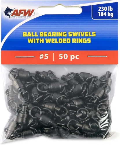Miniatura 10 de AFW Solid Brass Ball Bearing Fishing Swivels with Double Welded Rings - Patented Bullet Shaped Head for Reduced Water Resistance, Black Finish