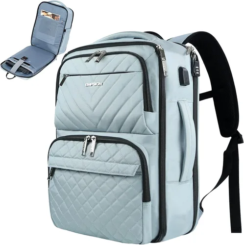 EMPSIGN Mochila de viaje de mano para mujeres y hombres, mochila grande de 17 pulgadas para laptop con puerto USB, equipaje de mano aprobado por