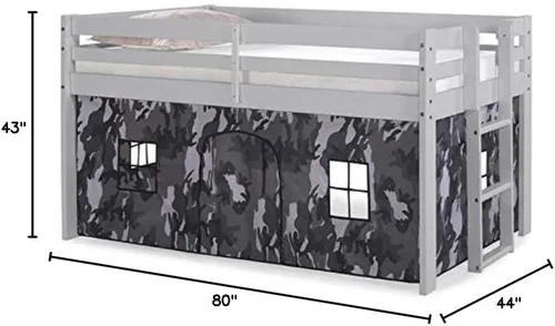 Miniatura 3 de Alaterre Furniture Jasper - Cama tipo loft junior individual, marco gris paloma y fondo de camuflaje gris