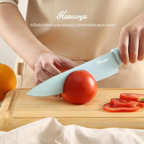 Miniatura 4 de Juego de cuchillos de cocina de 13 piezas con revestimiento antiadherente de cerámica antioxidante, juegos de cuchillos de chef de acero inoxidable