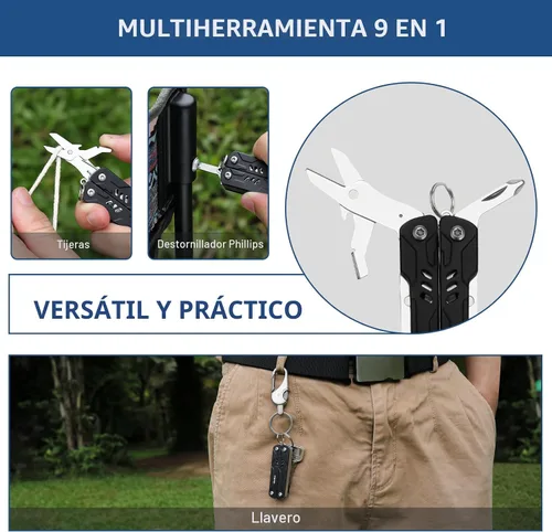 Miniatura 6 de NexTool Mini multiherramienta - Llavero 9 en 1 multiherramienta con alicates de punta de aguja, tijeras, extractor SIM y destornilladores