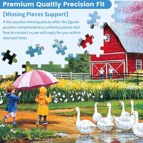 Miniatura 7 de Rompecabezas de 500 piezas para adultos, rompecabezas de animales de granja para adultos mayores, juego en rompecabezas lluvioso de 500 piezas
