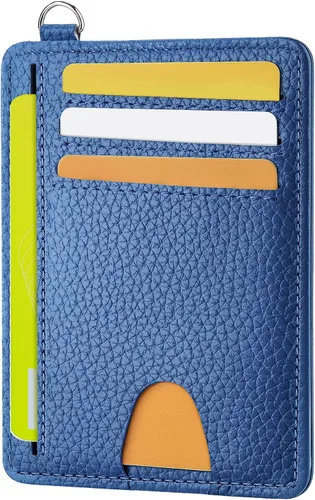 Miniatura 18 de Mayski Cartera delgada minimalista, soporte para tarjetas de crédito para mujeres y hombres, estuches para tarjetas con bloqueo RFID en el bolsillo