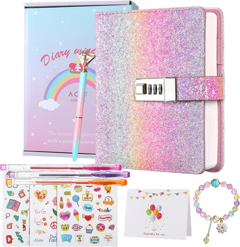 Miniatura 8 de Diario con candado para niñas, diarios con contraseña bloqueada para adolescentes, regalos de diario secreto para niñas de 9, 10, 11, 12 años, juego