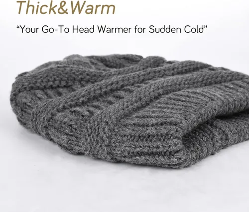 Miniatura 18 de FURTALK Gorro de invierno para mujer, con forro de satén, tejido trenzado, grueso, holgado, gorro cálido
