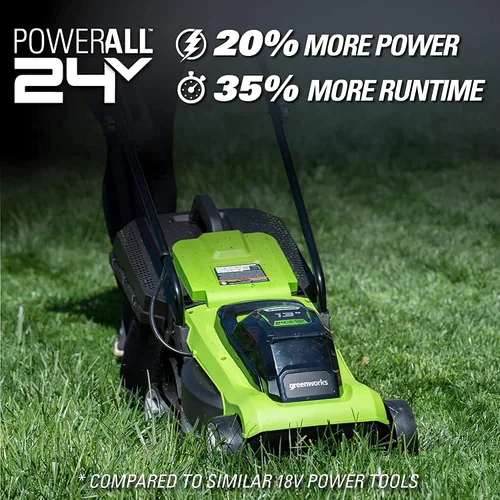 Miniatura 4 de Greenworks - Cortacésped inalámbrico de 24 V y 13 pulgadas (2 en 1), batería USB de 4.0 Ah (multipuerto USB) y cargador MO24B410 incluido
