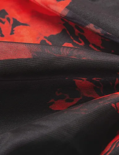 Miniatura 4 de BAIKEA Blusas de manga corta para mujer, estilo túnica de verano elegante, camisa de malla con estampado floral