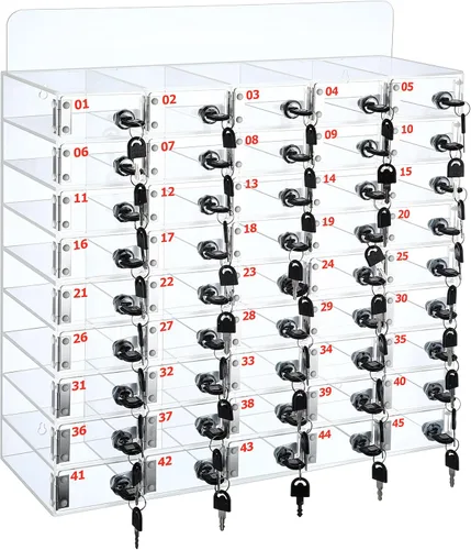 Miniatura 7 de Threan Caja de almacenamiento para teléfono celular de 25 ranuras, gabinete de almacenamiento transparente para teléfono celular, montaje en pared