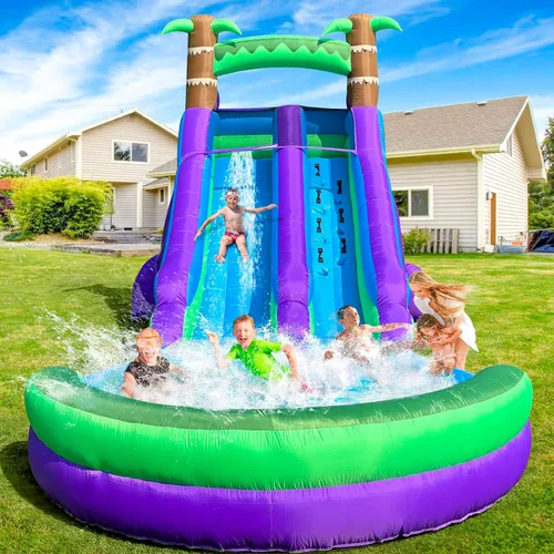 Tobogán acuático inflable de grado para niños y adultos con gran piscina de salpicaduras, 22.5 x 9.84 x 10.6 pies, para fiesta en el patio trasero,
