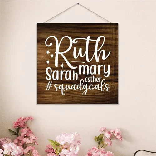 Miniatura 4 de Ruth Mary Sarah Esther Squadgoals - Letrero de madera con versículo de la Biblia, placa de madera religiosa, cristiana, Dios Jesús, placa rústica