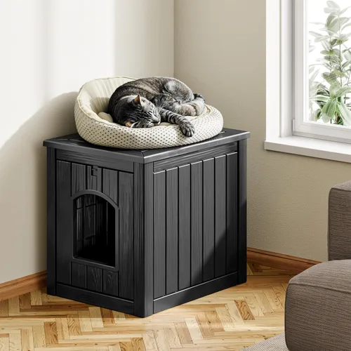 Miniatura 8 de KAMABOKO Casa de gato resistente a la intemperie para exteriores, refugio de gatos de resina para interiores y exteriores, amplio hogar para gatos