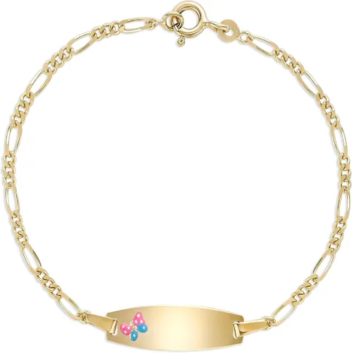 Miniatura 23 de UNICORNJ Pulsera de identificación de oro de 14 quilates grabable para niñas, niños y bebés, pulseras personalizadas con nombre de cadena Figaro