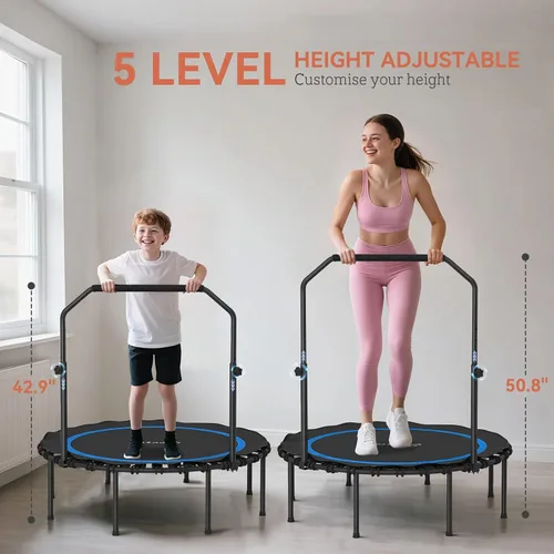 Miniatura 2 de Trampolín de fitness plegable de 40/48 pulgadas, mango de espuma ajustable, rebote silencioso y estable para gimnasio en casa, niños y adultos