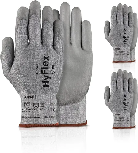 Miniatura 6 de Ansell HyFlex 11-727 Ultralight Cut-Resistant Industrial Gloves w/Reinforced Palm for Machinery, Auto, Warehousing Grey