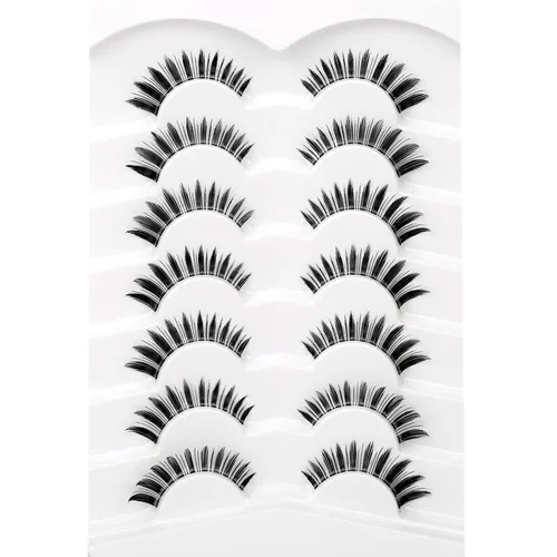 Miniatura 510 de Pooplunch - Pestañas postizas finas de visón sintético, estilo ojo de gato, naturales, cruzadas, tipo racimo, efecto 8D de volumen, tiras