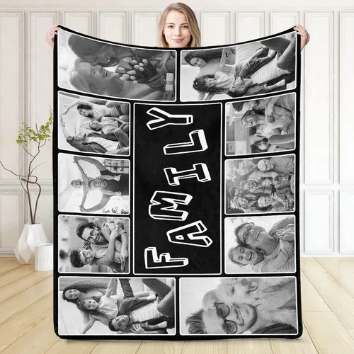 Miniatura 29 de D-Story Manta personalizada con fotos, manta de fotos personalizada con cualquier texto, manta de forro polar personalizada para cama, sofá