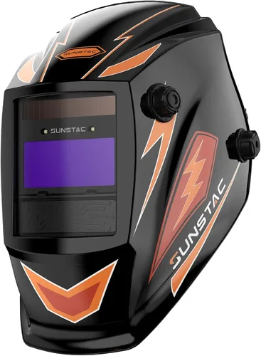 Sunstac Casco de soldadura de claridad óptica 1/1/1/1, color verdadero, oscurecimiento automático, capucha de soldadura de sombra ancha 4/9-13 para