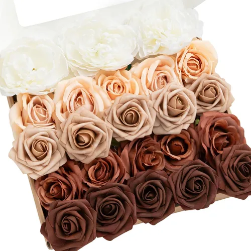 Miniatura 40 de Ling's moment Flores Artificiales de Seda Falsa Hortensias Rosas de Espuma Gardenias Falsas Combo para Bricolaje Ramos de Boda Centros de Mesa