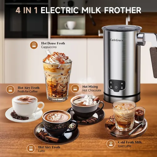 Miniatura 2 de Espumador de leche 4 en 1 para café, espumador automático de espuma fría y caliente, vaporizador de leche de un solo toque y espumador para café