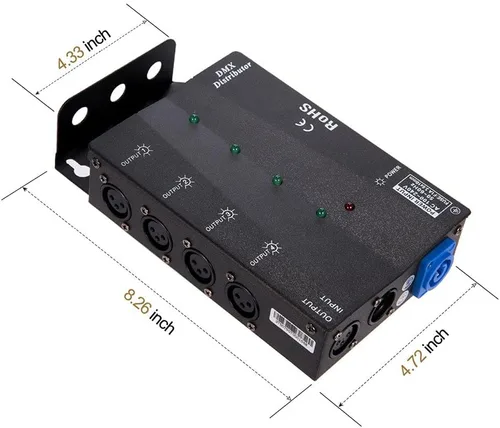 Miniatura 7 de MFL. Distribuidor de amplificador divisor DMX aislado de 4 vías con salidas de 3 pines