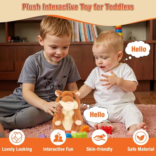 Miniatura 4 de Hámster parlante – Juguete de animales de peluche para niños de 2, 3, 4, 5, 6 años, repite lo que dices, juguetes de peluche interactivos