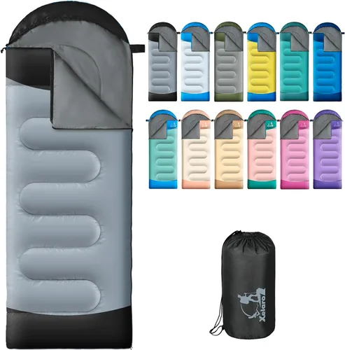 Miniatura 11 de Sacos de dormir para adultos y niños - 3 estaciones para clima frío y cálido, impermeables para acampar - Sacos de dormir ligeros para camping