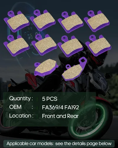 Miniatura 2 de SCITOO FA369/4, FA192 Pastillas de freno para Kawasaki Ninja ZX6R 2003-2006 pastillas de freno delanteras y traseras de fibra de carbono