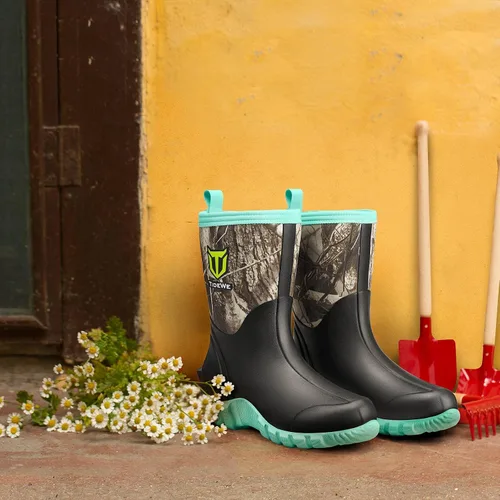 Miniatura 7 de TIDEWE Botas de goma para mujer, botas de lluvia aisladas de neopreno de 0.217in con vástago de acero, botas de caza impermeables de media