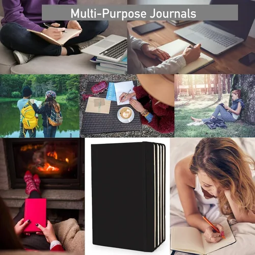 Miniatura 6 de Simply Genius Cuadernos A5, negro, paquete de 4, tapa dura, cuadrícula punteada para el trabajo y la escuela