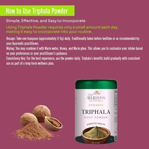 Miniatura 5 de Polvo de trifala 100% orgánico, mezcla ayurvédica con polvo Amla y Haritaki, y Bibhitaki para la salud intestinal, salud digestiva, desintoxicación