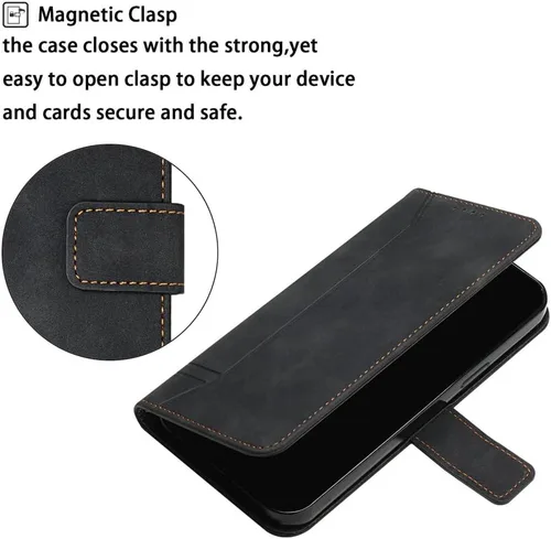 Miniatura 4 de Funda tipo cartera para Xiaomi Redmi Note 11, Redmi Note 11 Funda con tarjetero Funda de cuero con función atril Protección completa magnética Negro