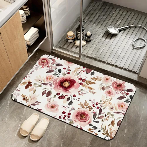 Miniatura 13 de Tapete de baño antideslizante, decoración de baño con purpurina bendita, tapete de baño plateado de diatomeas de secado rápido, absorbente, alfombra