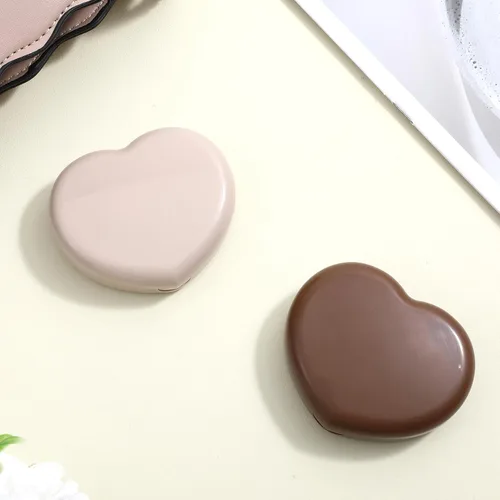 Miniatura 7 de 2 lentes de contacto marrones, estuche para lentes de contacto con corazón, caja portátil de lentes de contacto de tamaño de viaje con pinzas