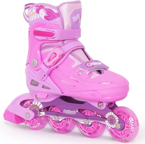 Miniatura 7 de Nattork Patines en línea ajustables para niños con ruedas iluminadas para niños y niñas - Decoraciones de autos de carreras geniales para interiores