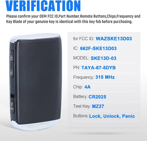 Miniatura 2 de Keymall Reemplazo de llavero de entrada sin llave remoto inteligente para Mazda CX-3 CX-5 2020 2021 3 botones 315MHz 4A Chip FCCD: WAZSKE13D03 P/N