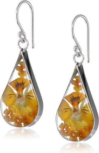Miniatura 10 de Amazon Essentials Pendientes de plata de ley con forma de lágrima de flor prensada (anteriormente Amazon Collection)