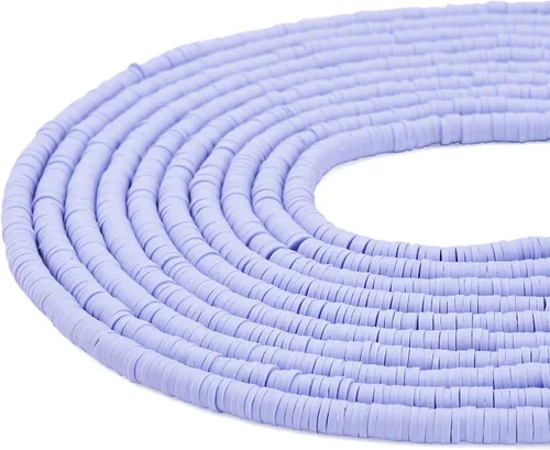 Miniatura 30 de FASHEWELRY 12 hebras de cuentas de arcilla polimérica de 0.236 pulgadas (0.236 in) hechas a mano de arcilla Heishi, cuentas espaciadoras de arcilla
