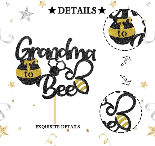 Miniatura 3 de Decoración para pastel de abuela a abeja, suministros de fiesta de baby shower con temática de abejorros, nueva abuela, suministros de decoración