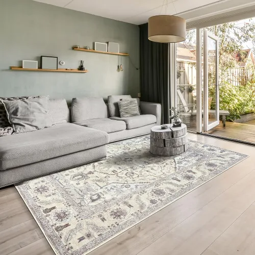 Miniatura 53 de GLN Rugs Traditional Collection - Alfombra de felpilla lavable a máquina, tradicional, antideslizante, alfombra de felpilla de pelo bajo, para sala