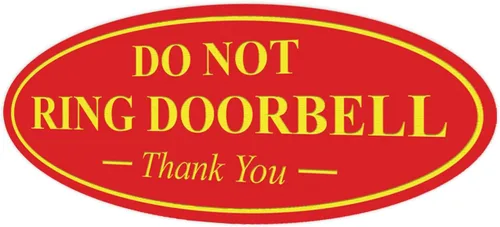 Miniatura 79 de All Quality Cartel de agradecimiento ovalado con texto en inglés «Do not Ring DOORBELL», color negro, pequeño, 1 paquete