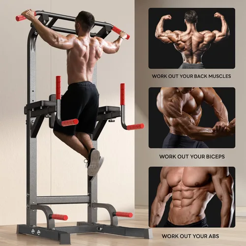 Miniatura 6 de SogesPower Power Tower - Barra de dominadas multifunción para gimnasio en casa, altura ajustable, barra de inmersión, equipo de entrenamiento