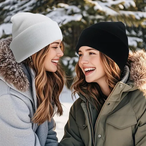 Miniatura 4 de NPQQUAN 2 PCS Satin Lined Beanie for Women Silk Lined Beanies Winter Warm Soft Lining Cuffed Knit Beanie Hats for Women