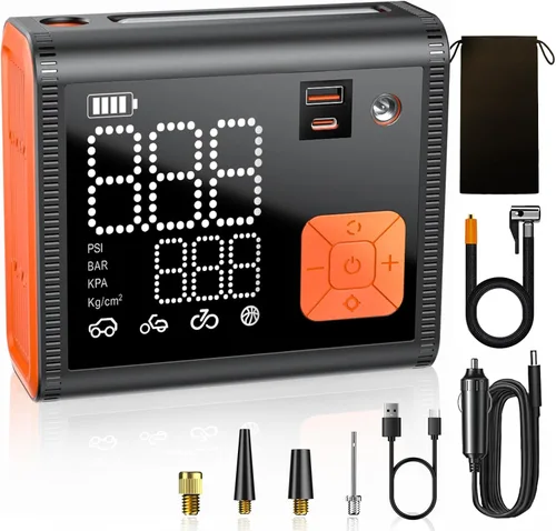 ZUZEE Inflador de Neumáticos Compresor de Aire Portátil, 150 PSI Doble Cilindro 3X Más Rápido Inflador de neumáticos portátil, 28000mAh Modo de