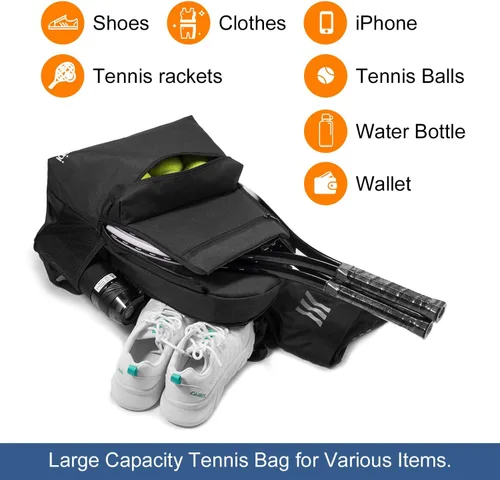 Miniatura 5 de Sucipi Bolsa de Tenis Profesional Mochila de Tenis para Hombres y Mujeres Bolsas de Raqueta con Capacidad para 2 Raquetas con Compartimento